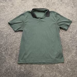 Under Armour Polo Shirt Mens Large Green Striped Short Sleeve Athletic Golf